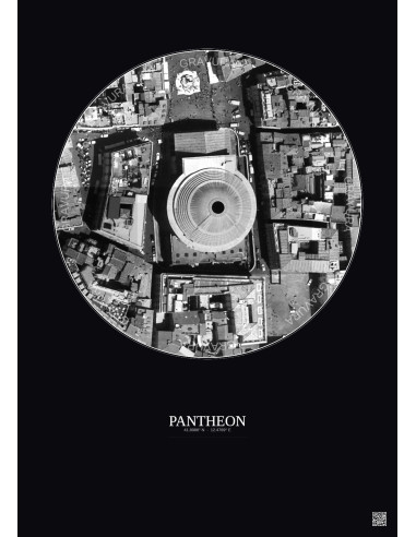 Affiche Pantheon – Poster vue satellite 0.1km N&B | Gravura – Fond foncé