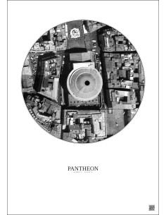 Affiche Pantheon – Poster vue satellite 0.1km N&B | Gravura – Fond clair