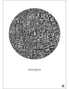 Affiche Pantheon – Poster vue satellite 0.5km N&B | Gravura – Fond clair