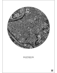 Affiche Pantheon – Poster vue satellite 1km N&B | Gravura – Fond clair