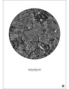 Affiche Pantheon – Poster vue satellite 2.5km N&B | Gravura – Fond clair
