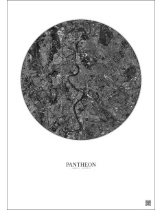 Affiche Pantheon – Poster vue satellite 5km N&B | Gravura – Fond clair