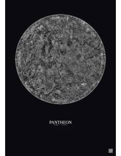 Affiche Pantheon – Poster vue satellite 10km N&B | Gravura – Fond foncé