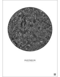 Affiche Pantheon – Poster vue satellite 10km N&B | Gravura – Fond clair