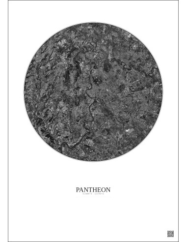 Affiche Pantheon – Poster vue satellite 10km N&B | Gravura – Fond clair