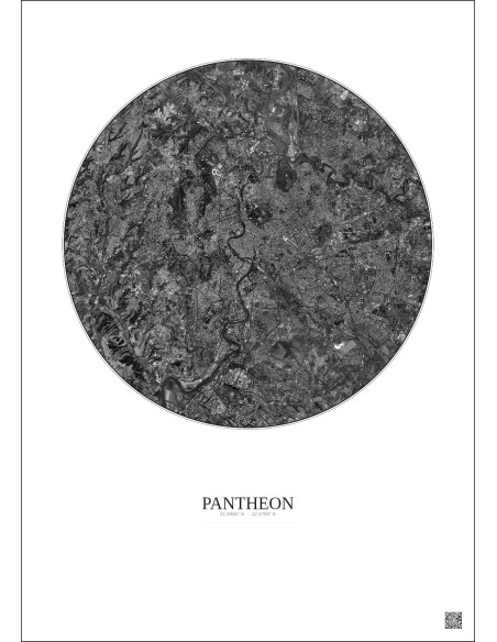 Affiche Pantheon – Poster vue satellite 10km N&B | Gravura – Fond clair