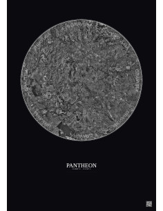 Affiche Pantheon – Poster vue satellite 20km N&B | Gravura – Fond foncé