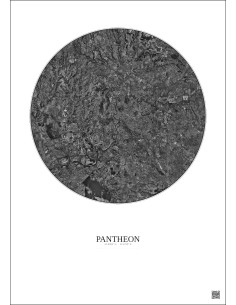 Affiche Pantheon – Poster vue satellite 20km N&B | Gravura – Fond clair