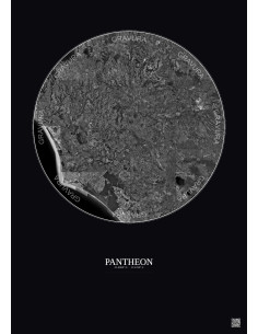 Affiche Pantheon – Poster vue satellite 30km N&B | Gravura – Fond foncé