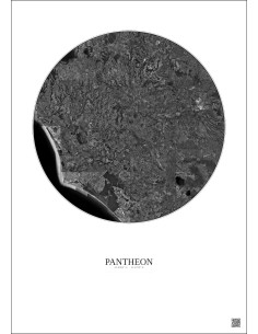 Affiche Pantheon – Poster vue satellite 30km N&B | Gravura – Fond clair