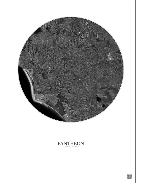 Affiche Pantheon – Poster vue satellite 30km N&B | Gravura – Fond clair