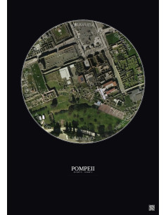 Affiche Pompeii – Poster vue satellite 0.1km Couleur | Gravura – Fond foncé