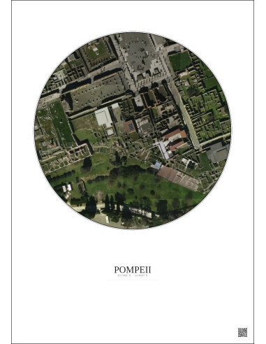 Affiche Pompeii – Poster vue satellite 0.1km Couleur | Gravura – Fond clair