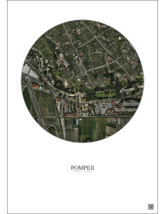 Affiche Pompeii – Poster vue satellite 0.5km Couleur | Gravura – Fond clair