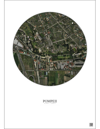 Affiche Pompeii – Poster vue satellite 0.5km Couleur | Gravura – Fond clair