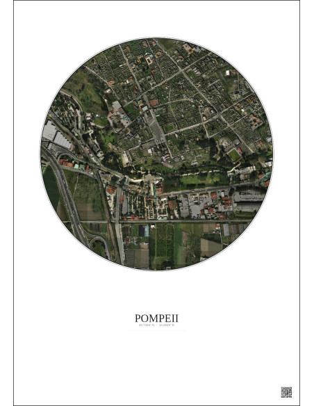 Affiche Pompeii – Poster vue satellite 0.5km Couleur | Gravura – Fond clair