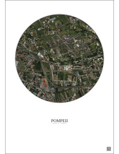 Affiche Pompeii – Poster vue satellite 1km Couleur | Gravura – Fond clair