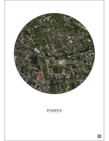 Pompeii Satellite View Poster 1km Color | Gravura – Light background