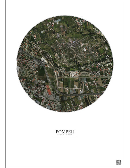 Pompeii Satellite View Poster 1km Color | Gravura – Light background