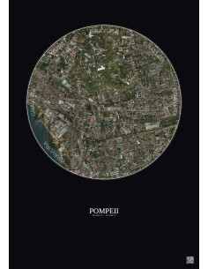 Affiche Pompeii – Poster vue satellite 2.5km Couleur | Gravura – Fond foncé