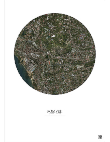 Affiche Pompeii – Poster vue satellite 2.5km Couleur | Gravura – Fond clair