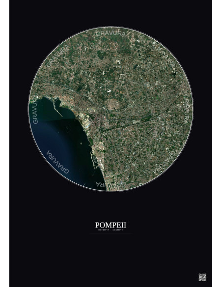 Pompeii Satellite View Poster 5km Color | Gravura – Dark background