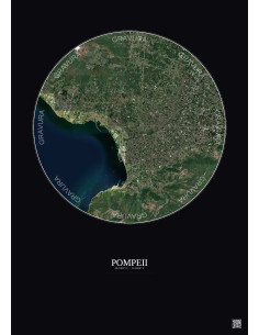 Affiche Pompeii – Poster vue satellite 10km Couleur | Gravura – Fond foncé