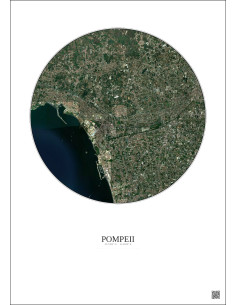 Affiche Pompeii – Poster vue satellite 5km Couleur | Gravura – Fond clair