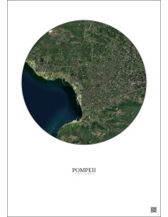 Affiche Pompeii – Poster vue satellite 10km Couleur | Gravura – Fond clair