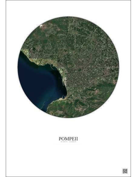 Affiche Pompeii – Poster vue satellite 10km Couleur | Gravura – Fond clair