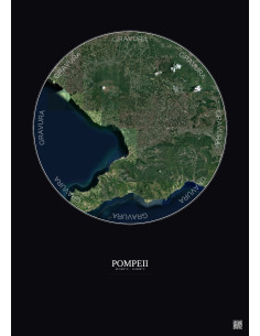 Affiche Pompeii – Poster vue satellite 20km Couleur | Gravura – Fond foncé