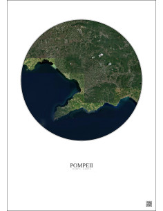 Affiche Pompeii – Poster vue satellite 30km Couleur | Gravura – Fond clair