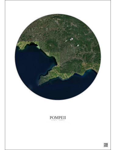Pompeii Satellite View Poster 30km Color | Gravura – Light background