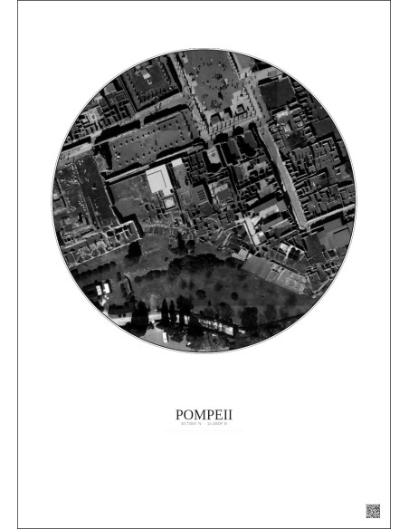 Pompeii Satellite View Poster 0.1km B&W | Gravura – Light background