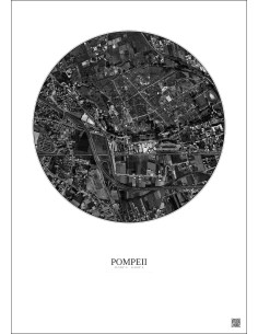 Affiche Pompeii – Poster vue satellite 1km N&B | Gravura – Fond clair