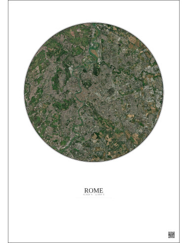 Affiche Rome – Poster vue satellite 10km Couleur | Gravura – Fond clair