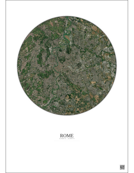 Affiche Rome – Poster vue satellite 10km Couleur | Gravura – Fond clair