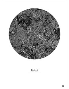 Affiche Rome – Poster vue satellite 2.5km N&B | Gravura – Fond clair