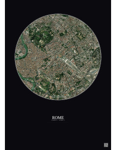 Affiche Rome – Poster vue satellite 2.5km Couleur | Gravura – Fond foncé