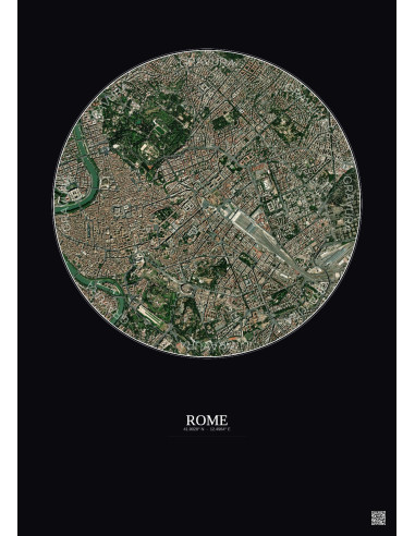 Rome Satellite View Poster 2.5km Color | Gravura – Dark background