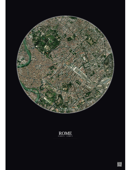 Rome Satellite View Poster 2.5km Color | Gravura – Dark background
