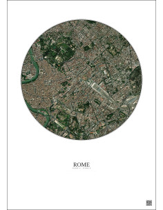 Affiche Rome – Poster vue satellite 2.5km Couleur | Gravura – Fond clair