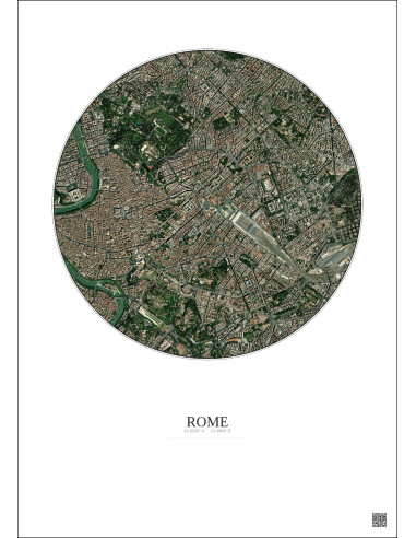 Affiche Rome – Poster vue satellite 2.5km Couleur | Gravura – Fond clair