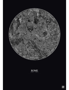 Affiche Rome – Poster vue satellite 6km N&B | Gravura – Fond foncé