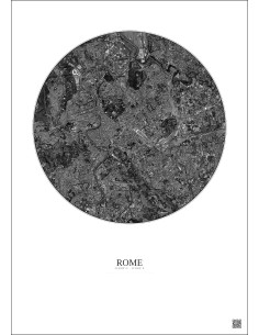 Affiche Rome – Poster vue satellite 6km N&B | Gravura – Fond clair
