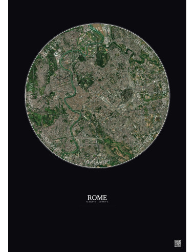 Rome Satellite View Poster 6km Color | Gravura – Dark background