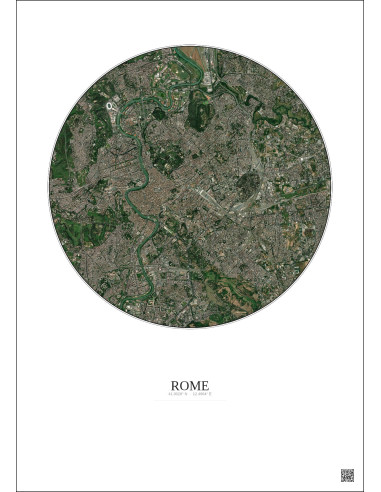 Rome Satellite View Poster 6km Color | Gravura – Light background