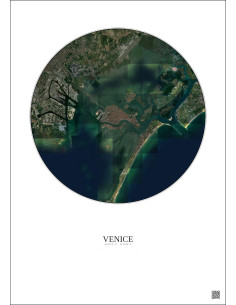 Affiche Venice – Poster vue satellite 10km Couleur | Gravura – Fond clair