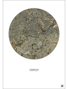 Affiche Amman – Poster vue satellite 6km Couleur | Gravura – Fond clair