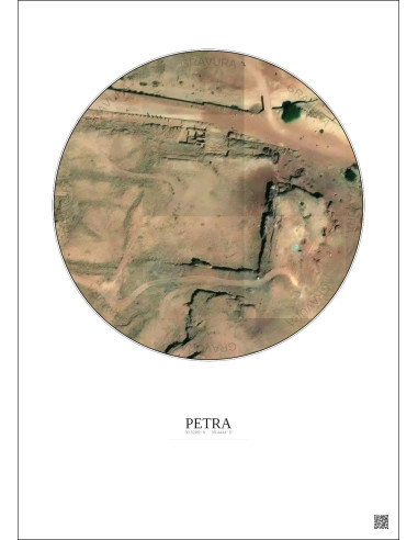 Affiche Petra – Poster vue satellite 0.1km Couleur | Gravura – Fond clair